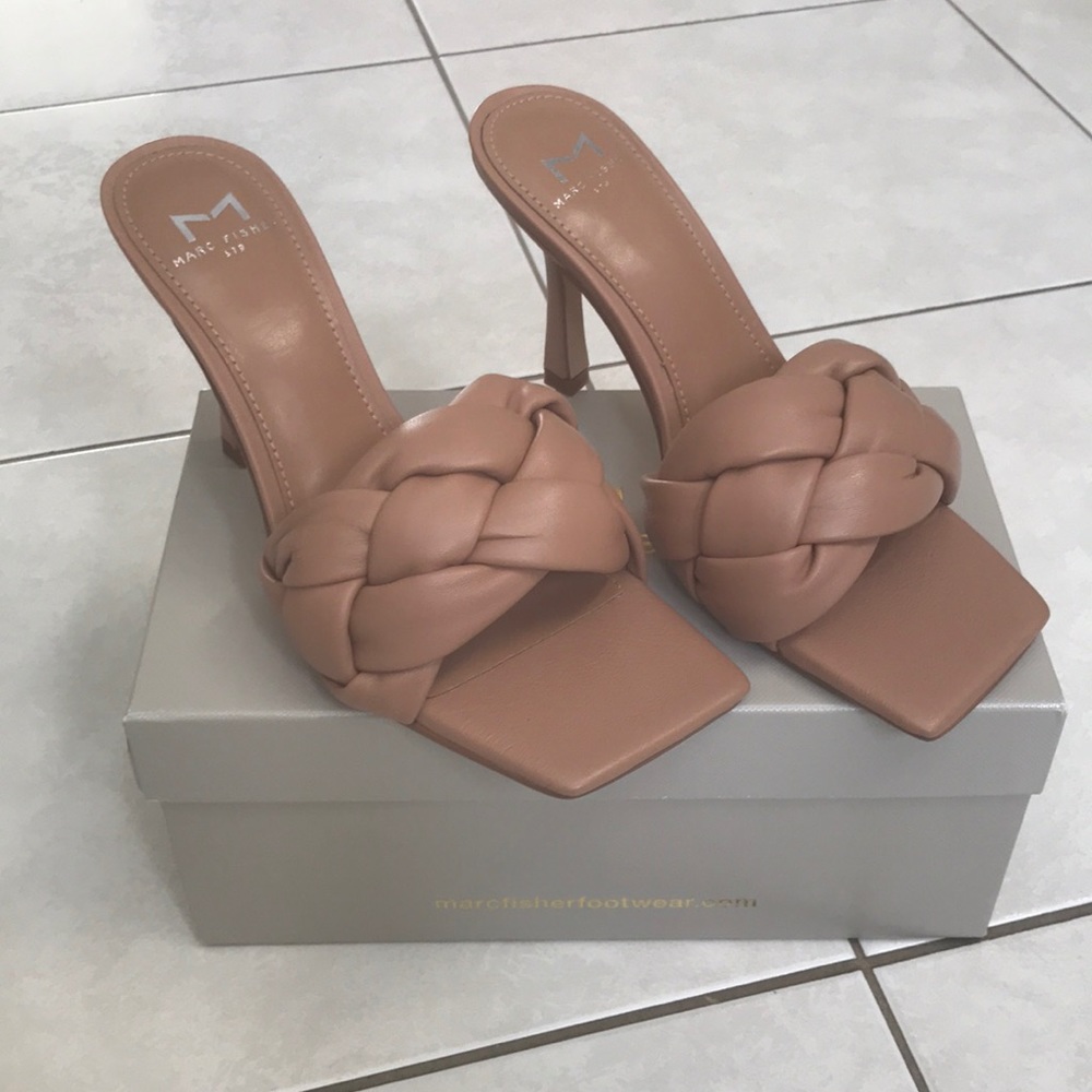 Marc Fisher Digana Braided Square Toe Slip on Heel in size 6.5
